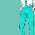 slim-fitting turquoise trousers image